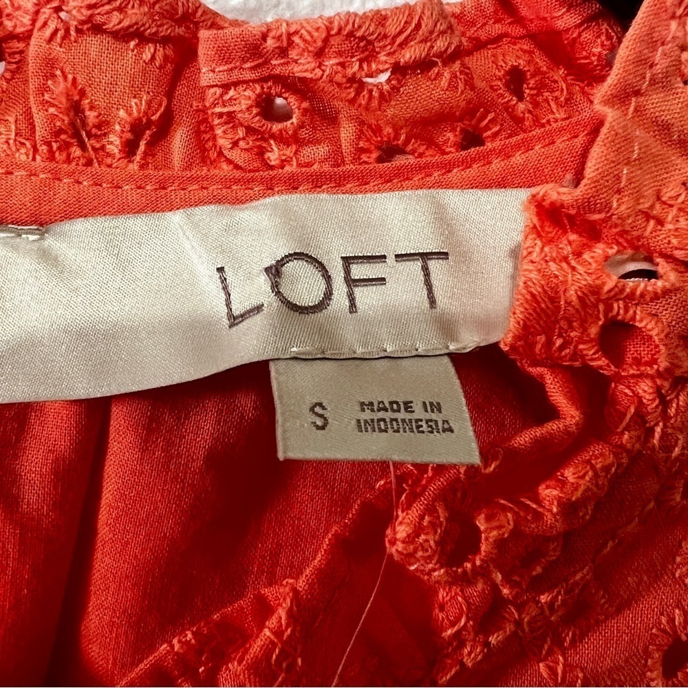LOFT NWT Coral Eyelet Lace Peplum Tank Top - Small - Picture 8 of 11